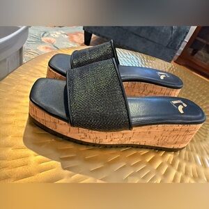 Stylish Black Woven Platform Sandals